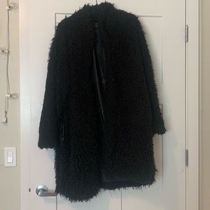 Black long fur coat